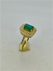 Emerald Lady's Stone & Diamond Ring 65 Diamonds 3.25 Carat T.W. 14K Yellow Gold